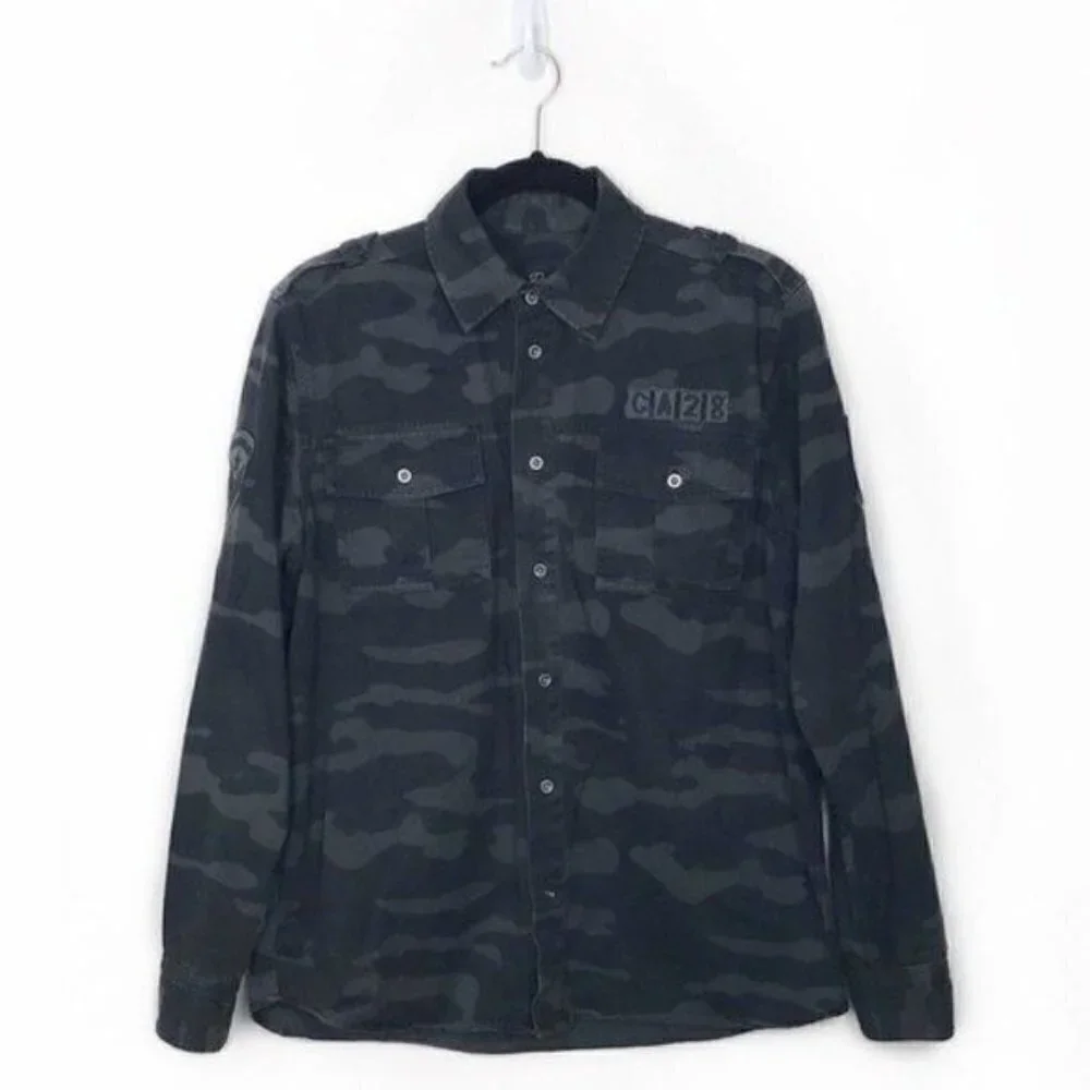 Rails Gavin Camo Printed Woven Shirt Jacket $188 Small